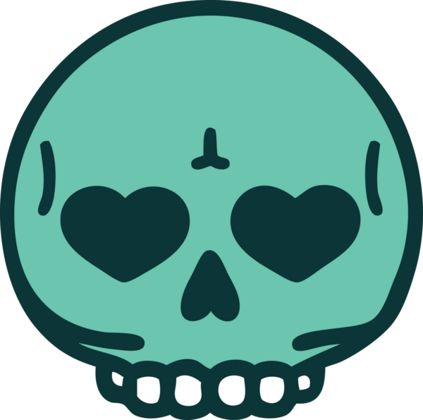 Bir insan tarafından çizilmiş bir kafatasının ikonik dövme şekli