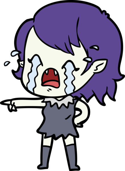 Bir insan tarafından çizilmiş ağlayan vampir kız çizgi filmi.