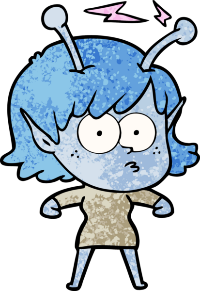 Bir insan tarafından çizilmiş uzaylı kız.