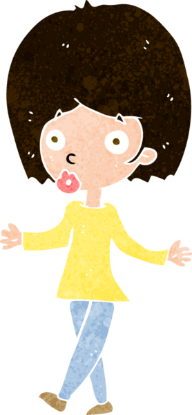 Bir insan tarafından çizilmiş, kafası karışık bir kadın.