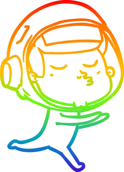 gökkuşağı gradyan çizimi bir çizgi insan tarafından çizilmiş kendinden emin astronot