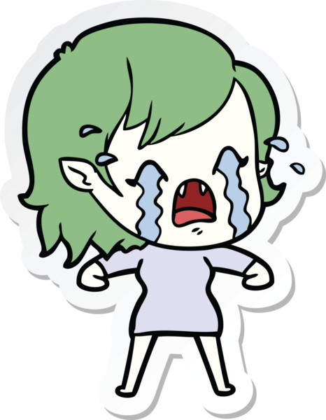 Bir insan tarafından çizilmiş ağlayan vampir bir kızın çıkartması.