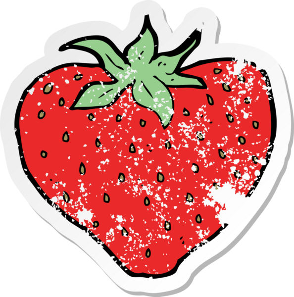 Bir insan tarafından çizilmiş karikatür çileğinin gerilimli yapıştırması.