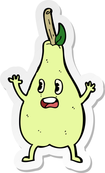 Bir insan tarafından çizilmiş korkmuş bir armut çıkartması.