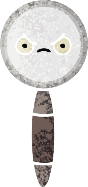 Bir insan tarafından çizilmiş bir büyüteçin retro çizim tarzı karikatürü