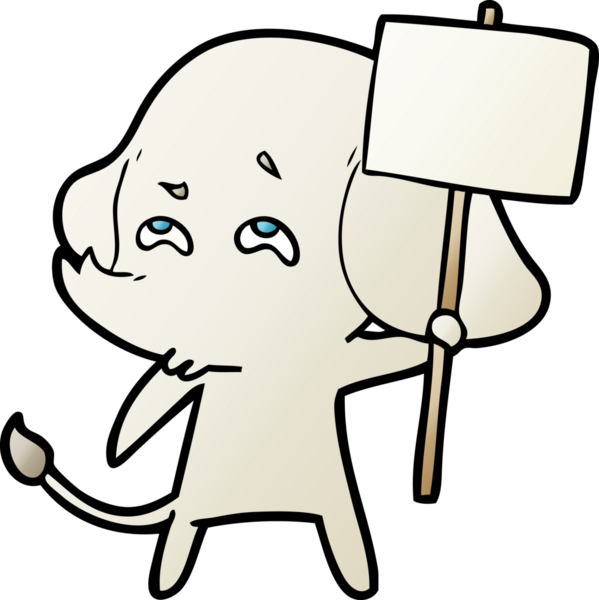 Bir insan tarafından çizilmiş işaret levhası olan bir fil.