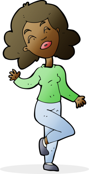 Bir insan tarafından çizilmiş mutlu kadın çizgi filmi.