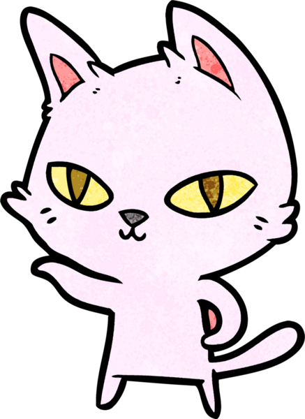 Bir insan tarafından çizilmiş çizgi film kedisi.