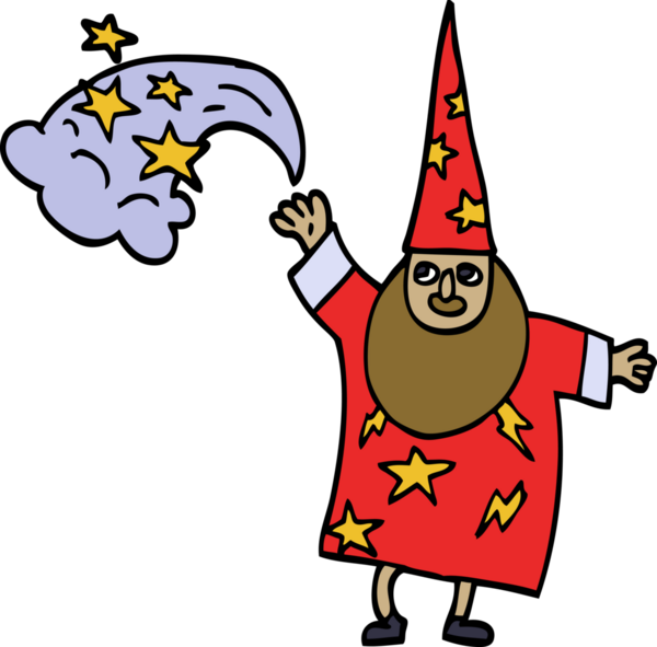 çizgi film karalama sihirbazı bir insan tarafından çizilmiş büyü