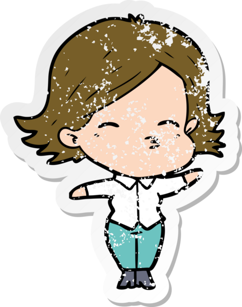 Bir insan tarafından çizilmiş karikatür bir kadının sıkıntılı çıkartması.