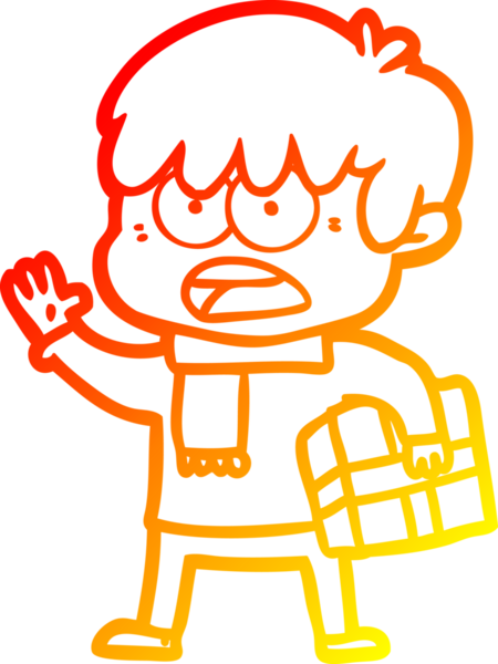 Bir insan tarafından çizilmiş endişeli bir çizgi film çocuğu çizimi.