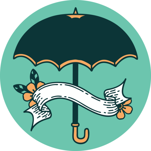 bir insan tarafından çizilmiş bir şemsiye pankartı ile dövme biçimi simgesi