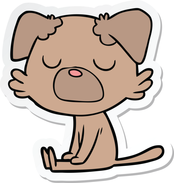 Bir insan tarafından çizilmiş bir köpeğin çıkartması.