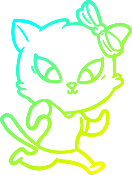 Bir insan tarafından çizilen çizgi film kedisinin soğuk gradyan çizgisi.