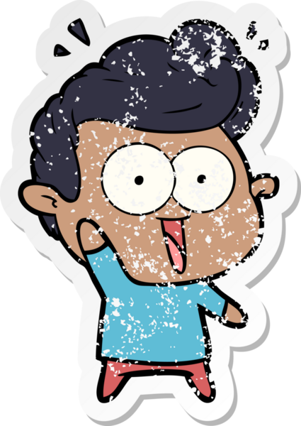 Bir insan tarafından çizilmiş, kederli bir çizgi film çıkartması.