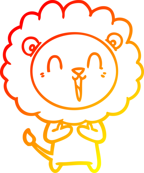 Bir insan tarafından çizilmiş gülen aslan karikatürü.