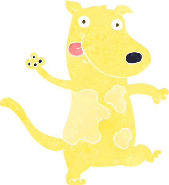 Bir insan tarafından çizilmiş mutlu bir köpek.