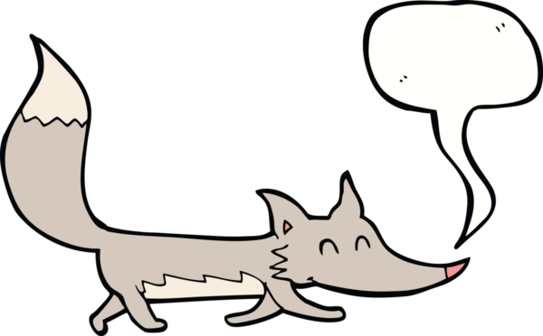 Bir insan tarafından çizilmiş konuşma balonu olan küçük bir kurt.