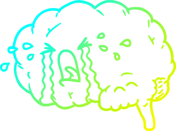 Bir insan tarafından çizilmiş ağlayan bir karikatür beyin çizimi.