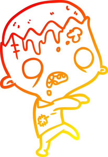 Bir insan tarafından çizilmiş şirin bir zombi çizgi filminin sıcak çizgi çizimi