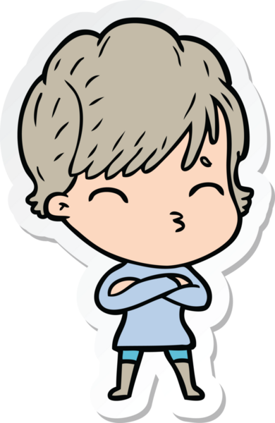 Bir insan tarafından çizilmiş bir karikatür kadının çıkartması.