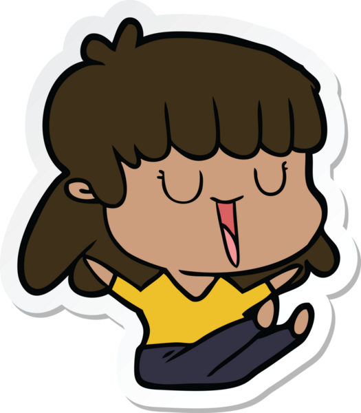 Bir insan tarafından çizilmiş bir karikatür kadının çıkartması.