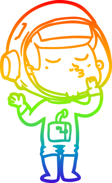 gökkuşağı gradyan çizimi bir çizgi insan tarafından çizilmiş kendinden emin astronot