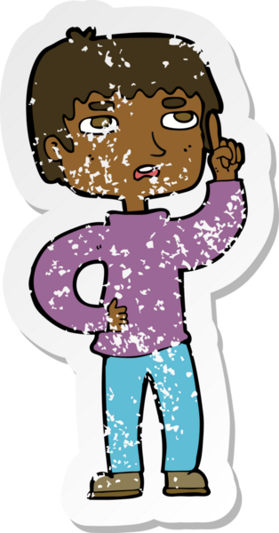 Bir insan tarafından çizilmiş bir çizgi film karakterinin gerilimli çıkartması.