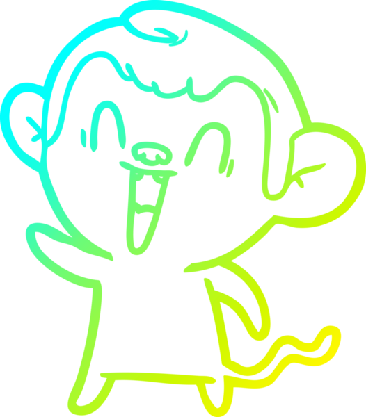 Bir insan tarafından çizilmiş gülen maymun çizgi çizimi.