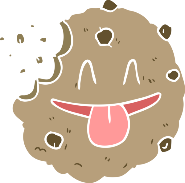 Bir insan tarafından çizilmiş düz renkli çizgi film kurabiyesi