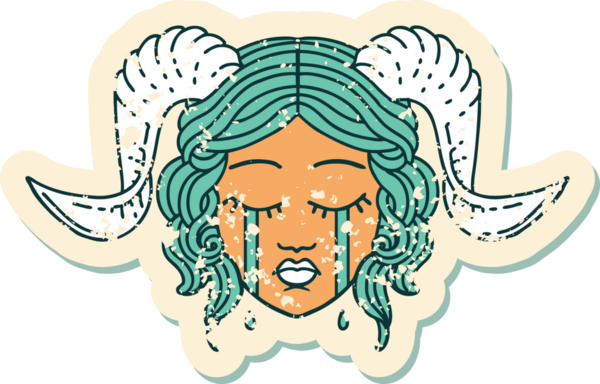 Bir insan tarafından çizilmiş ağlayan, bağlayan karakter yüzünün grunge çıkartması.