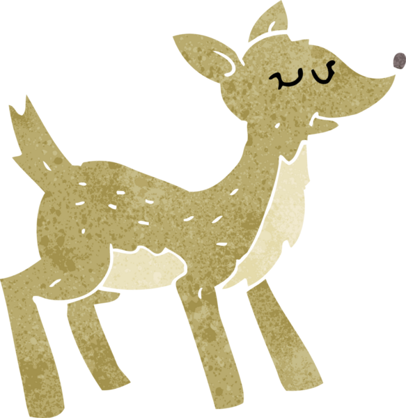 Bir insan tarafından çizilmiş sevimli karikatür geyiği.