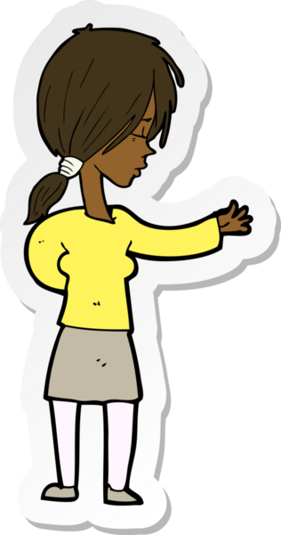 Bir insan tarafından çizilmiş bir karikatür kadının çıkartması.