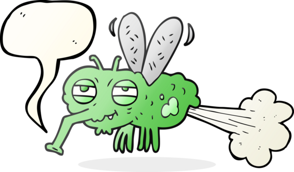 Bir insan tarafından çizilmiş serbest konuşma balonu karikatürü iğrenç osuruk sineği.