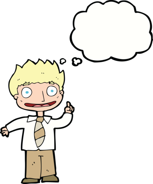 Bir insan tarafından çizilmiş düşünce baloncuğu fikri olan çizgi film adamı.