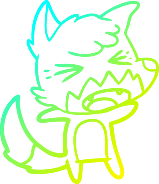 Bir insan tarafından çizilmiş kızgın bir tilkinin soğuk çizgi çizimi.