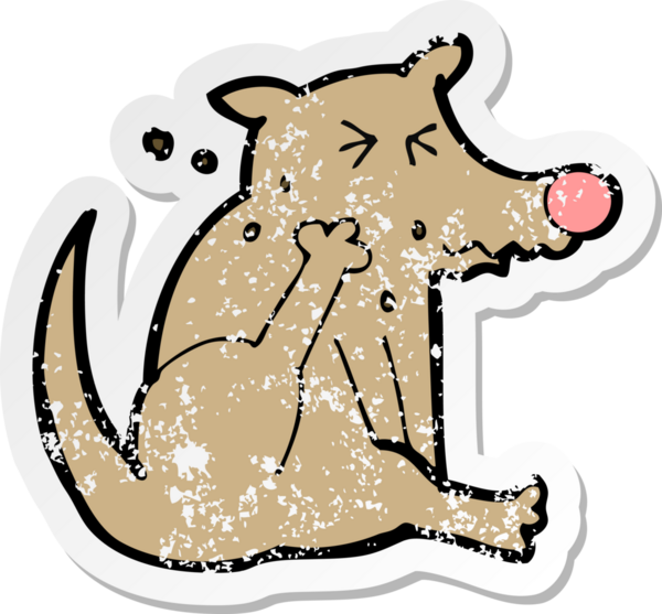 Bir insan tarafından çizilmiş bir köpeğin gerilimli çıkartması.