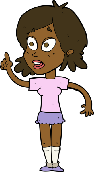 Çizgi filmdeki kadın bir insan tarafından çizilmiş sorular soruyor.