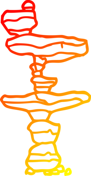 Bir insan tarafından çizilmiş istiflenmiş taşlardan oluşan bir karikatürün sıcak çizgi çizimi