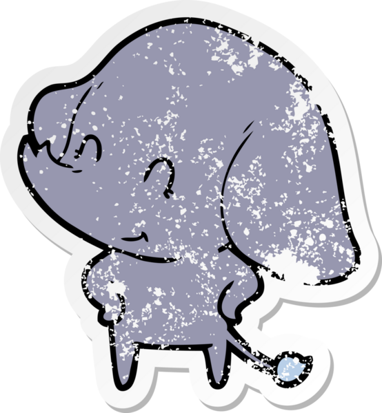 Bir insan tarafından çizilmiş şirin bir filin sıkıntılı çıkartması