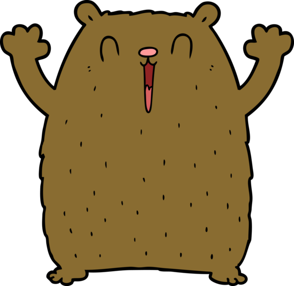 Bir insan tarafından çizilmiş mutlu çizgi film ayısı.