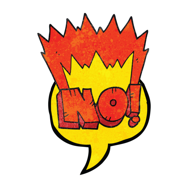 Serbest dokuma konuşma balonu çizgi filmi HAYIR! Bir insan tarafından çizilmiş bağır