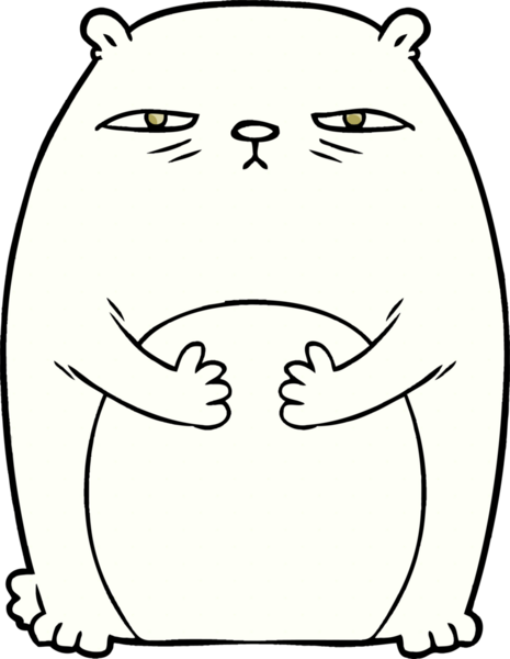 Bir insan tarafından çizilmiş yorgun kutup ayısı çizgi filmi.