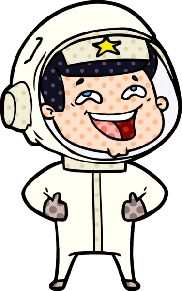 Bir insan tarafından çizilmiş gülen astronot çizgi filmi.