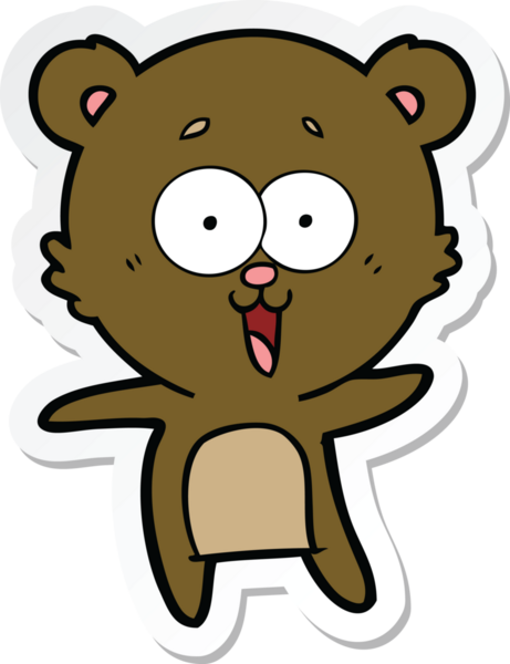 Bir insan tarafından çizilmiş gülen oyuncak ayının çıkartması.