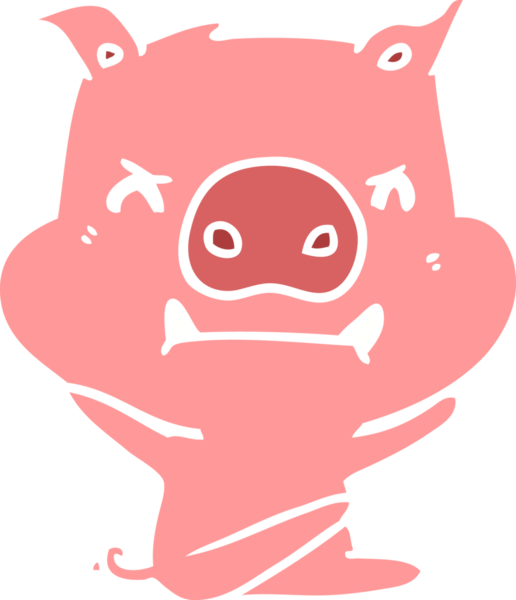 kızgın düz renkli çizgi film domuz bir insan tarafından çizilmiş öfke nöbeti