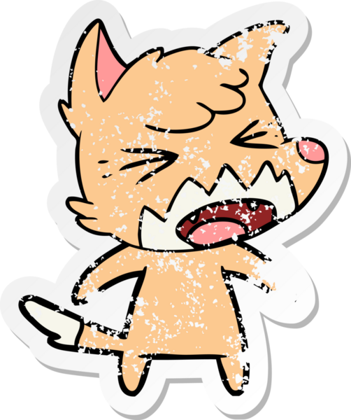 Bir insan tarafından çizilmiş kızgın bir tilkinin sıkıntılı çıkartması.