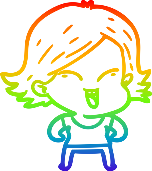 gökkuşağı gradyan çizimi mutlu bir çizgi film kızı bir insan tarafından çizildi