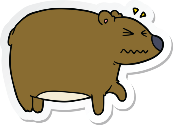 Bir insan tarafından çizilmiş kafası ağrıyan bir ayının çıkartması.