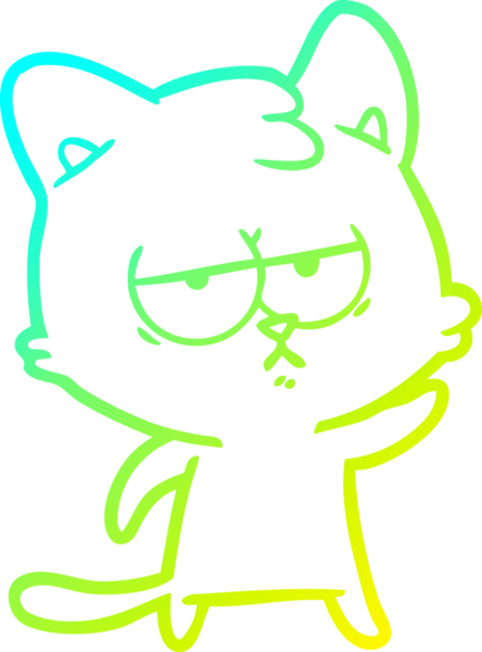 Sıkılmış çizgi film kedisinin insan tarafından çizilmiş soğuk gradyan çizgisi